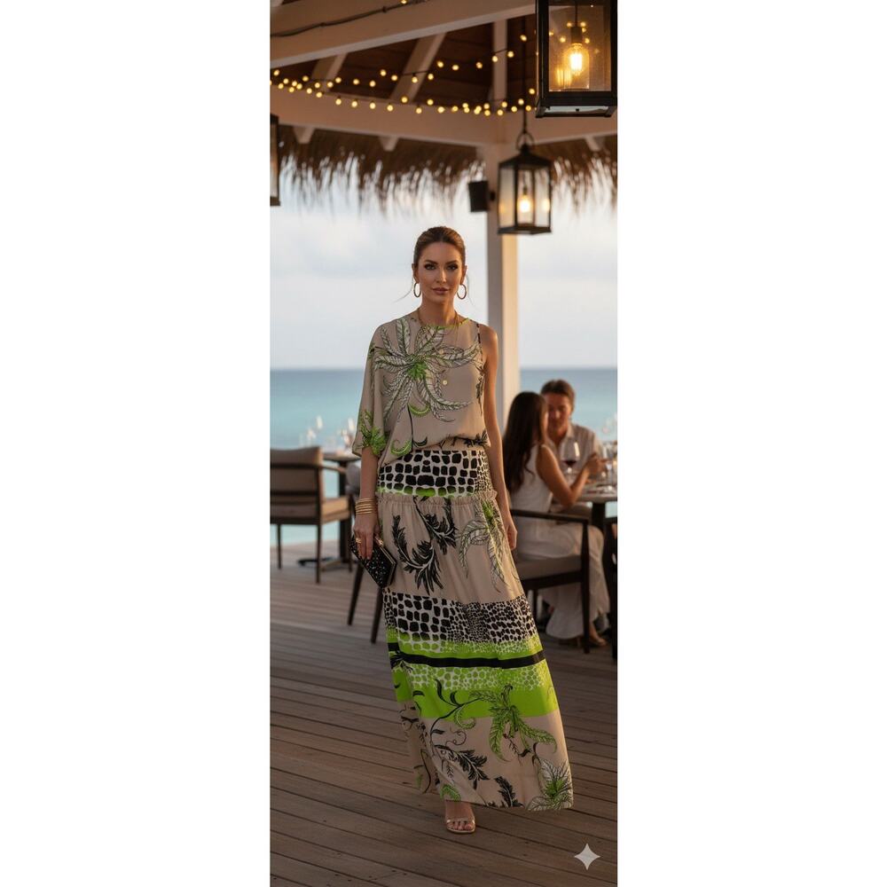 Roberto Cavalli, Silk Two-Piece Set, Maxi Skirt Set, IT 40, Made in Italy Resort